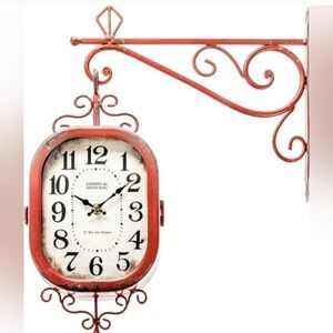 The Barrel Shack Amelie - Handmade Hanging Wall Clock Red NWT Jardin De MONCEAU
